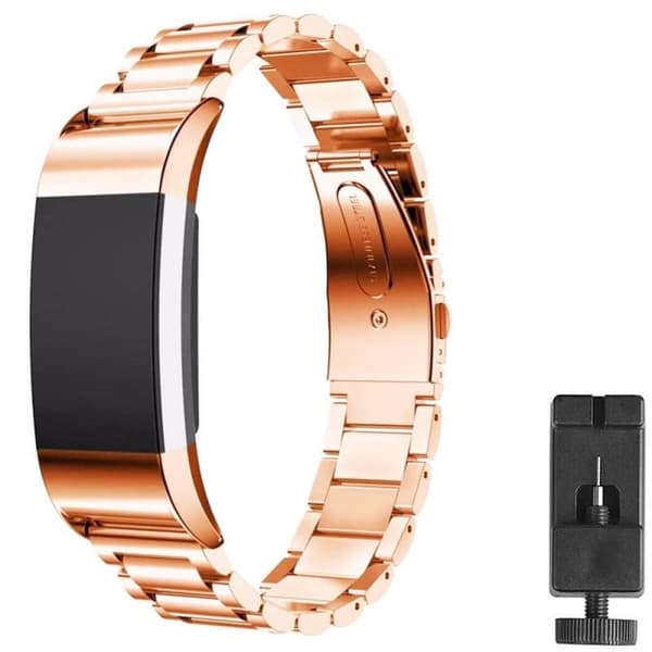 Rustfrit stål urrem til Fitbit Charge 3 - Rosè