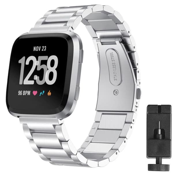 Klokkereim rustfritt stål til Fitbit Versa / Versa Lite - Sølv