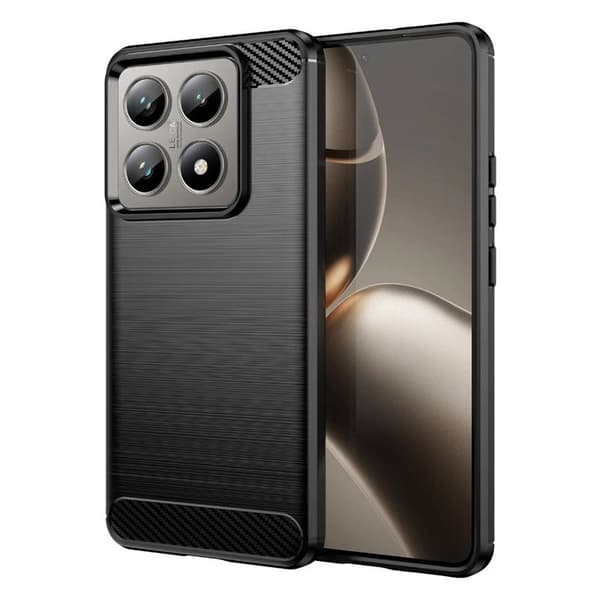 Børstet silikone cover til Xiaomi 14T - Sort