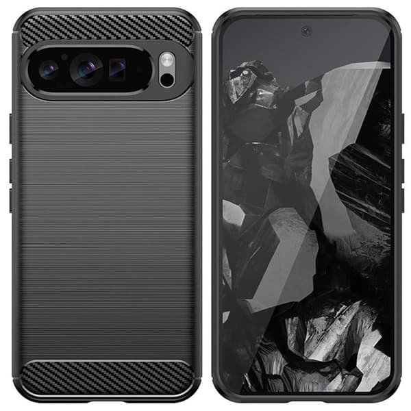 Børstet silikone cover til Google Pixel 9 Pro XL - Sort
