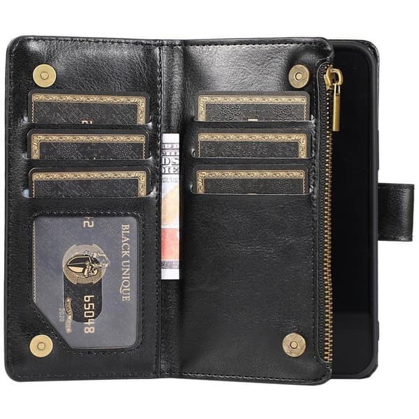 DoubleFlip Zipper 9-kort til Apple iPhone 15 Plus - Svart
