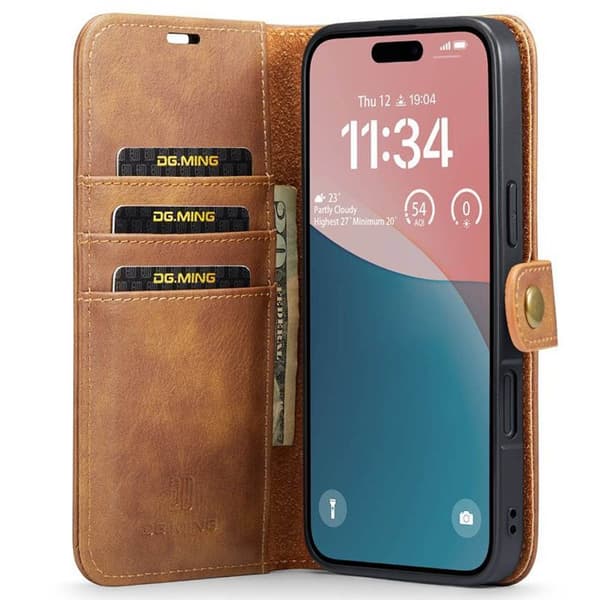 Wallet DG-Ming 2i1 til Apple iPhone 16 Plus - Brun