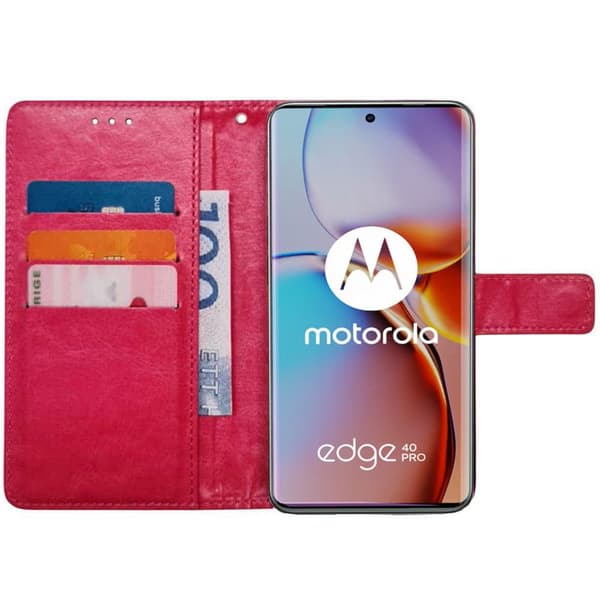 Wallet cover 3-kort til Motorola Edge 40 Pro - Lyserød