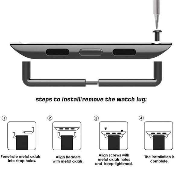 Urremadapter skrue til Apple Watch 7 (41mm) - Sort