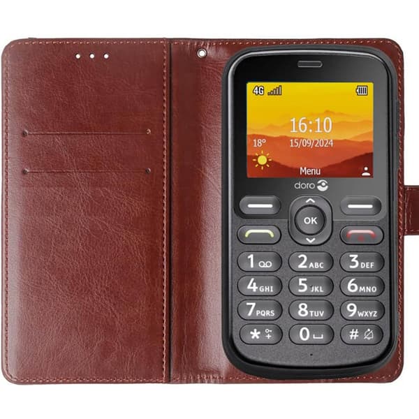 Wallet cover 2-kort til Doro Leva L10 - Brun