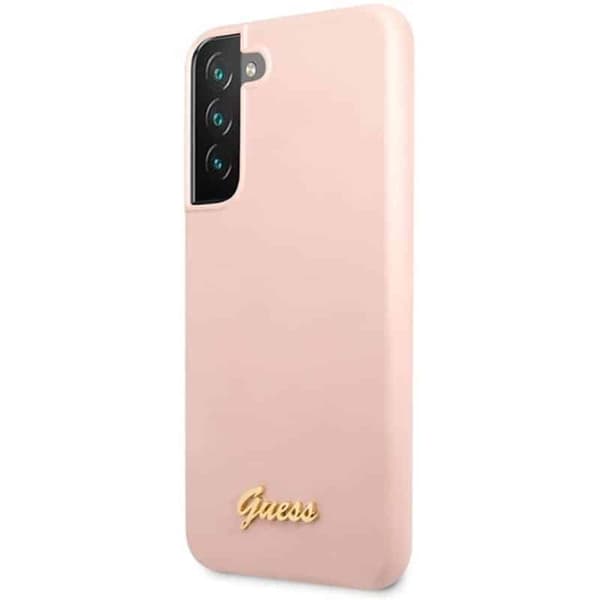 Guess silicone script metal logo til Samsung Galaxy S23 - Rosa
