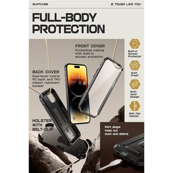SUPCASE UB Pro kotelo Apple iPhone 15 - Musta
