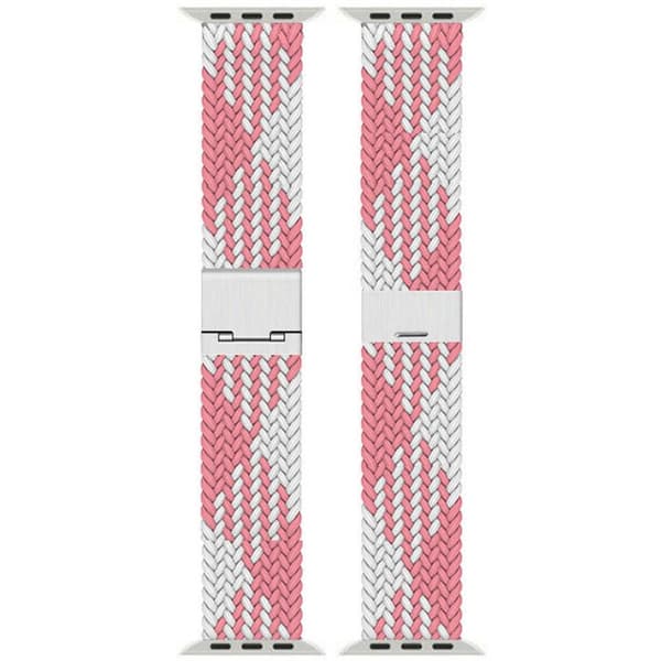 Flettet elastisk urrem til Apple Watch S12 (46mm) - Pinkwhite