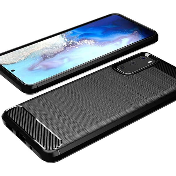 Børstet silikone cover til Samsung Galaxy S20 - Sort