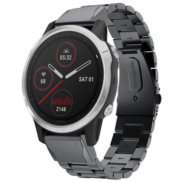 Rustfrit stÃ¥l urrem til Garmin Fenix 7S - Sort