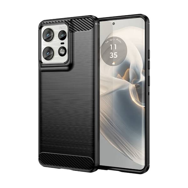 Børstet silikone cover til Motorola Edge 50 Pro - Sort