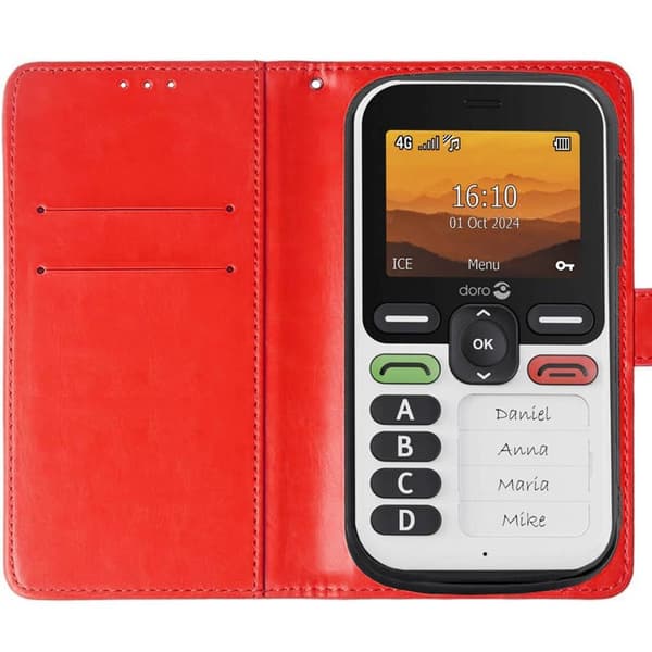 Wallet cover 2-kort til Doro Leva X10 - Rød