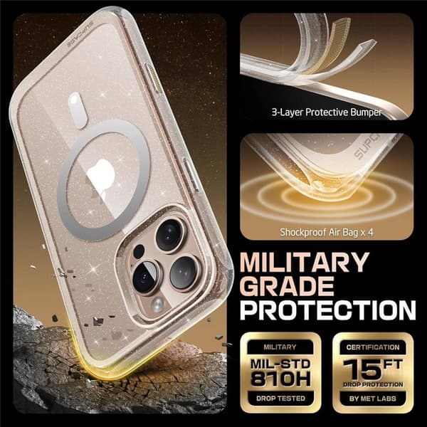 SUPCASE UB Mag cover til Apple iPhone 16 Pro - Glitterpink