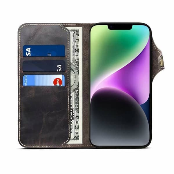 Denior mobilcover læder til Apple iPhone 14 - Sort