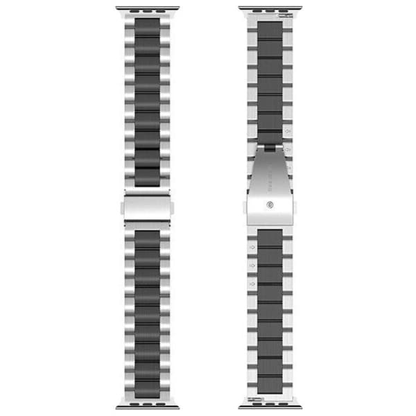 Urrem i rustfrit stÃ¥l til Apple Watch S12 (42mm) - SÃ¸lv/sort