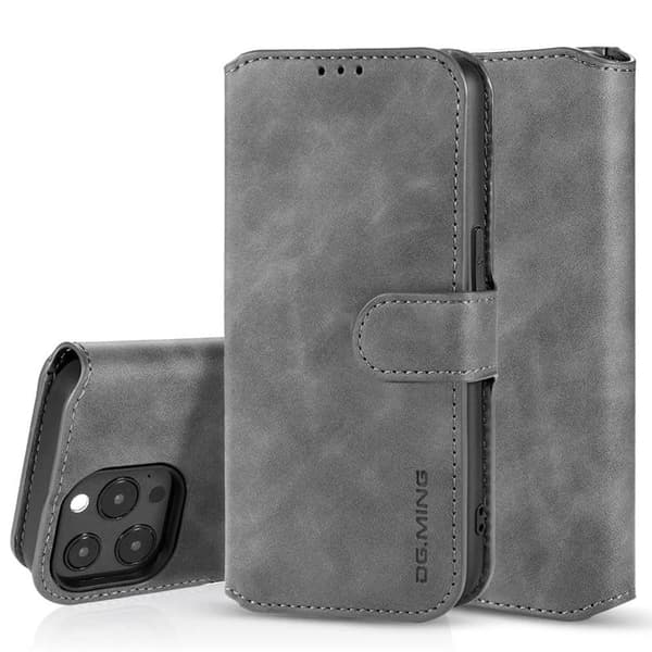 DG-Ming Wallet cover 3-kort til Apple iPhone 14 Pro - Grå