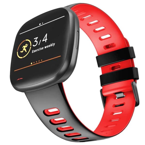 Twin Sport urrem til Fitbit Versa 3 - Sort/rÃ¸d