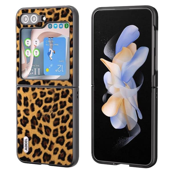 Leopardmønsterdeksel til Samsung Galaxy Z Flip 5 - Gull