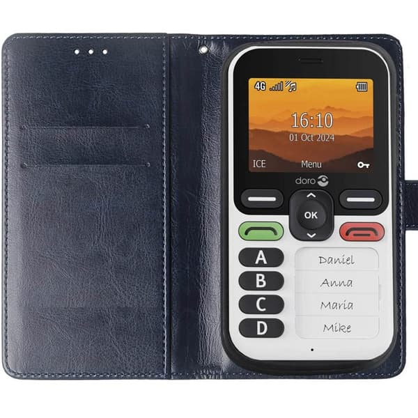 Wallet cover 2-kort til Doro Leva X10 - Mørkeblå