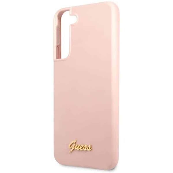 Guess silicone script metal logo til Samsung Galaxy S23 - Rosa