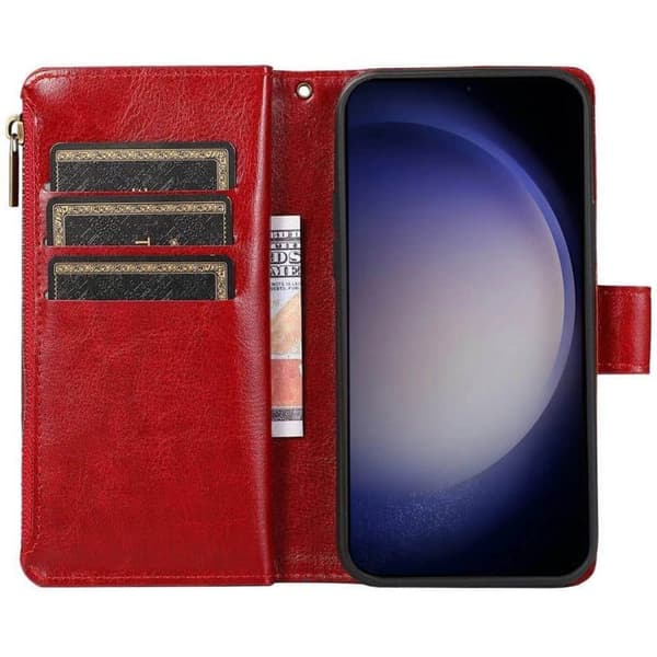 DoubleFlip Zipper 9-kort til Samsung Galaxy S23 - Rød