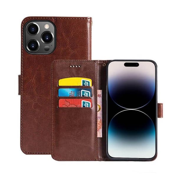 Wallet cover 3-kort til Apple iPhone 14 Pro - Brun