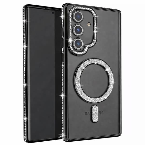 Diamond bling MagSafe cover til Samsung Galaxy S26 Plus - Sort