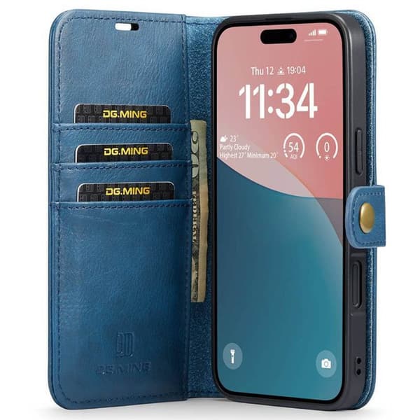 Wallet DG-Ming 2i1 til Apple iPhone 16 - BlÃ¥