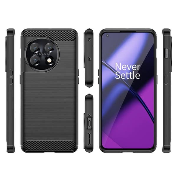 Børstet silikone cover til OnePlus 11 - Sort