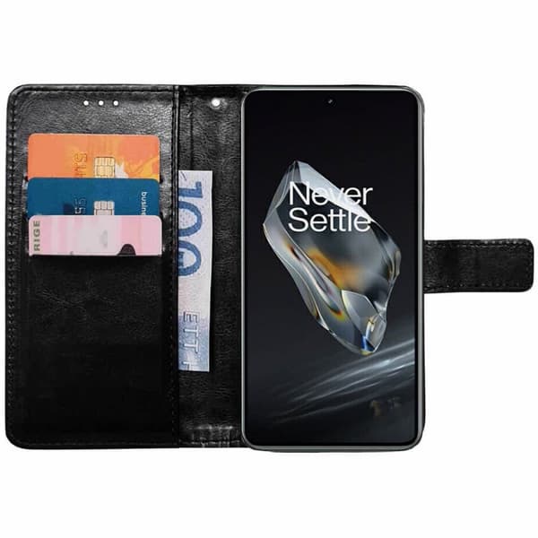 PlÃ¥nboksfodral 3-kort till OnePlus 12 - Svart