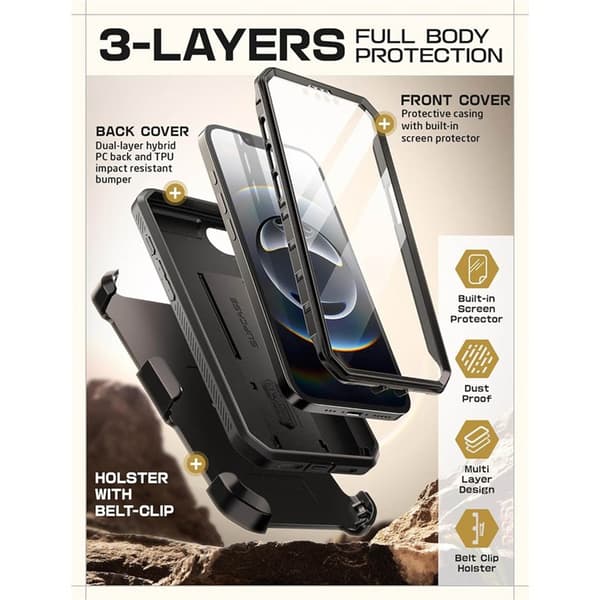 SUPCASE UB Pro kotelo Apple iPhone 16e - Musta