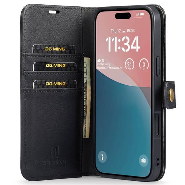 Wallet DG-Ming 2i1 til Apple iPhone 16 - Sort