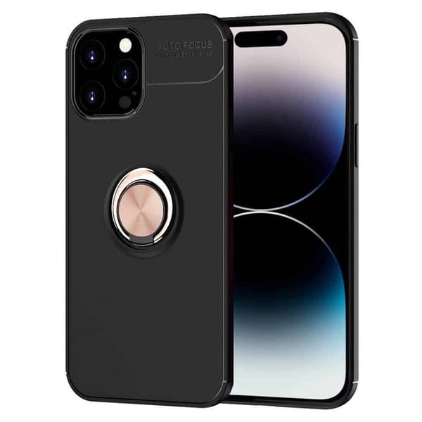 Slim Ring cover til Apple iPhone 15 Pro - Sort/rose