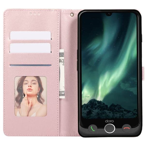 Lommebokdeksel 3-kort til Doro Aurora A31 - Blush Pink