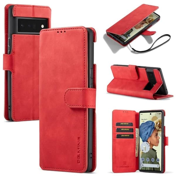 DG-Ming Wallet cover 3-kort til Google Pixel 6 Pro - Rød