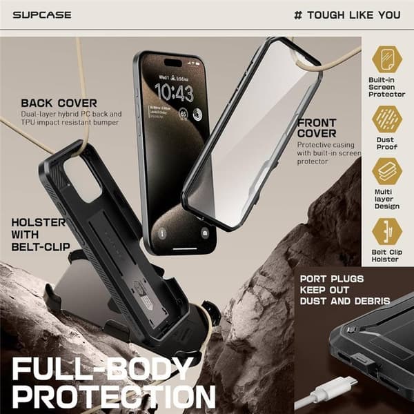 SUPCASE UB Pro cover til Apple iPhone 16 Pro Max - Sort