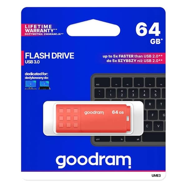 GOODRAM 64GB UME3 PenDrive USB 3.0 - Oransje