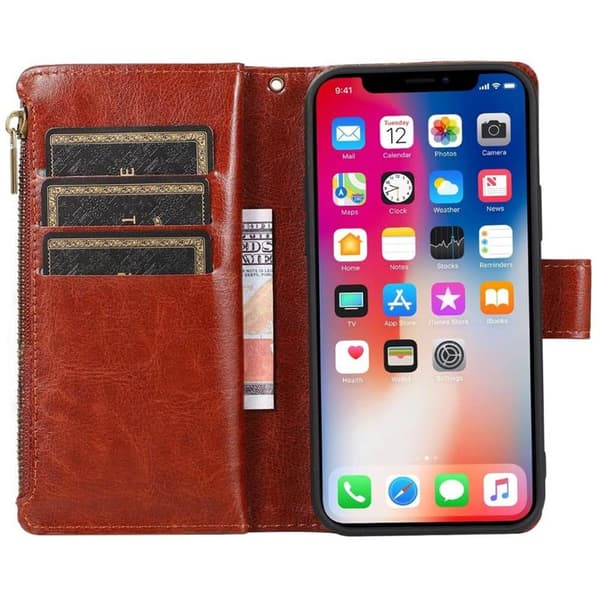 DoubleFlip Zipper 9-kort til Apple iPhone 13 Pro - Brun