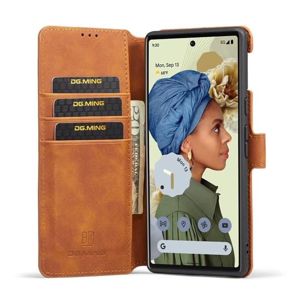 DG-Ming Wallet cover 3-kort til Google Pixel 6 Pro - Brun