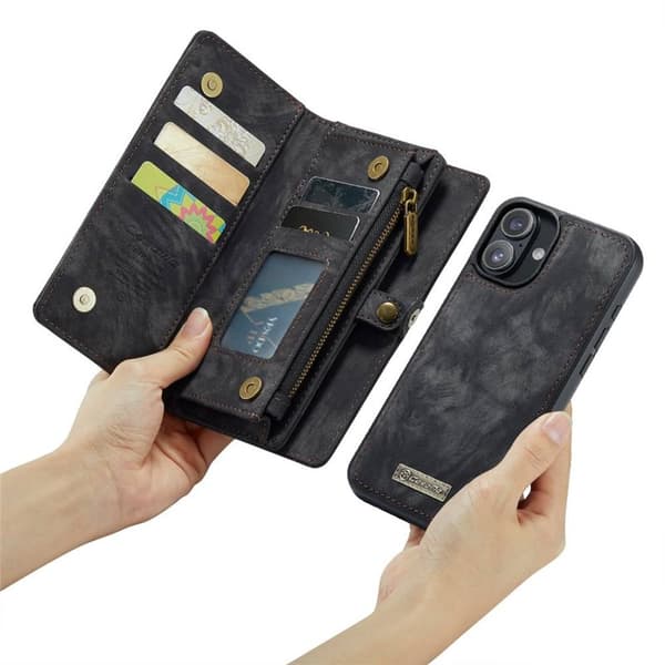 CaseMe mobilcover 008 8-kort til Apple iPhone 16 Plus - Sort/grÃ