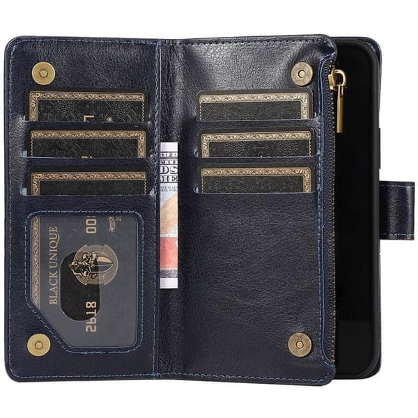 DoubleFlip Zipper 9-kort til Apple iPhone 12 - BlÃ¥