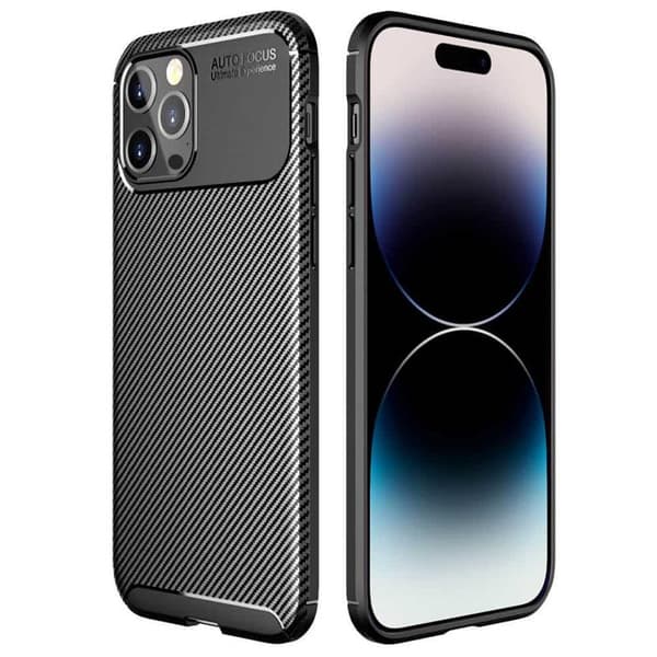 Carbon silikone cover til Apple iPhone 15 Pro - Sort