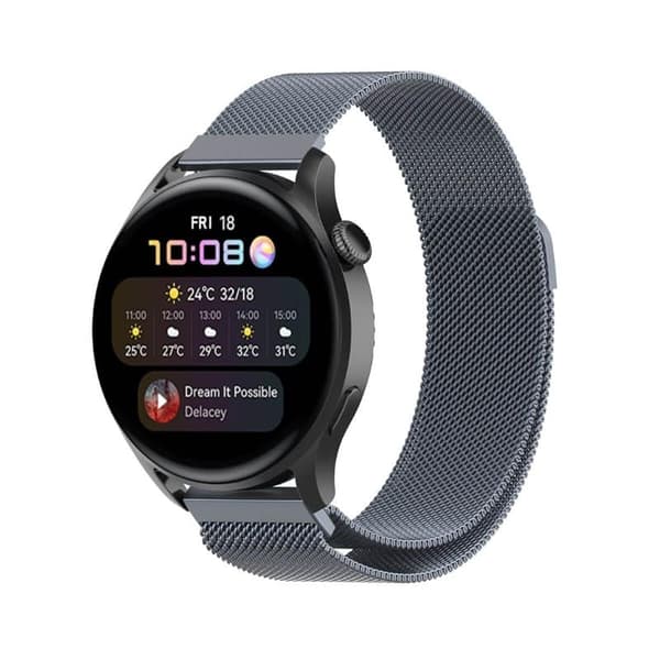 Milanese kellon ranneke Huawei Watch 3 Pro - Harmaa