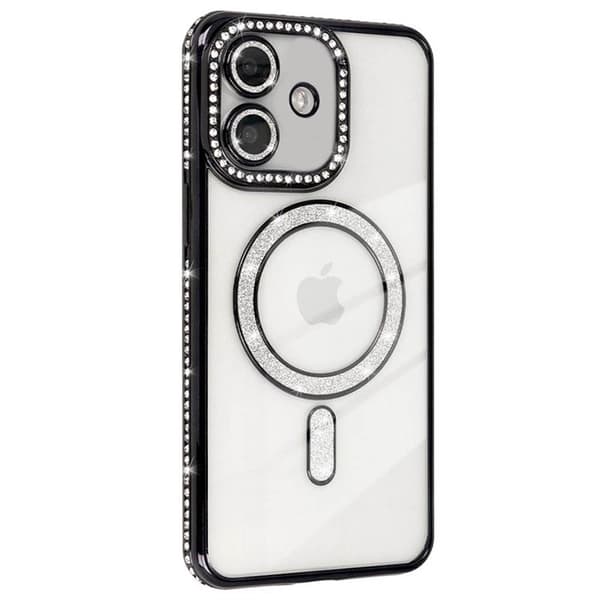 Diamond bling MagSafe cover til Apple iPhone 17 - Sort
