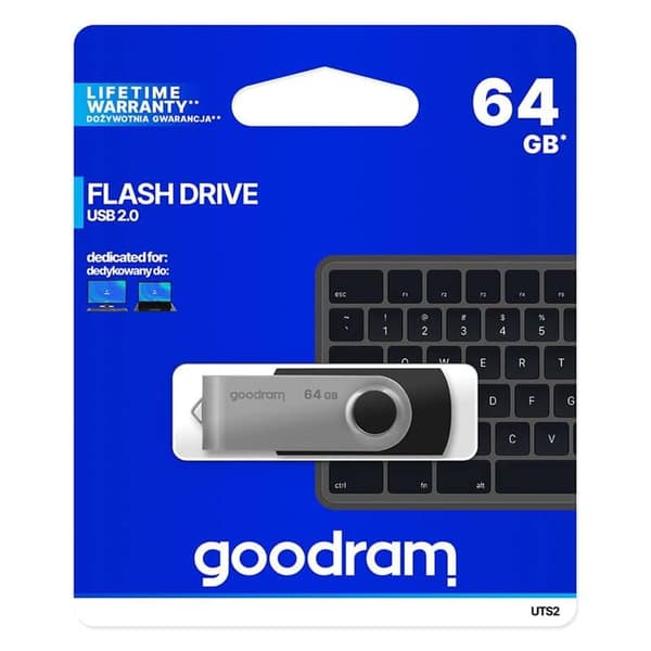 GOODRAM 64GB UTS2 FlashDrive USB 2.0 - Musta