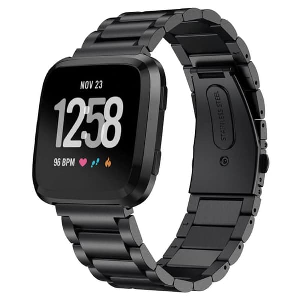 Urrem Rustfrit stål til Fitbit Versa/Versa Lite - Sort