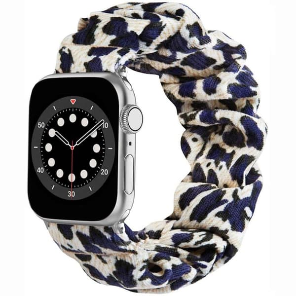 Scrunchie Elastic Urrem til Apple Watch 6 (44mm) - Leopard BlÃ¥