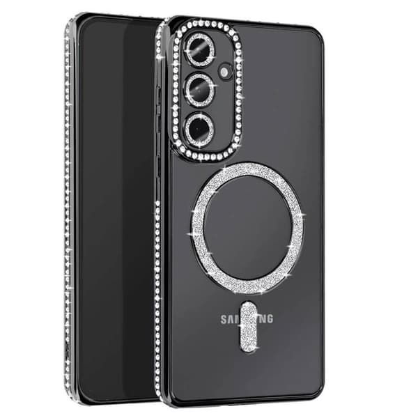 Diamond bling MagSafe cover til Samsung Galaxy S25 FE - Sort