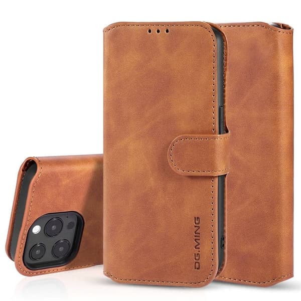 DG-Ming Wallet cover 3-kort til Apple iPhone 14 Pro - Brun