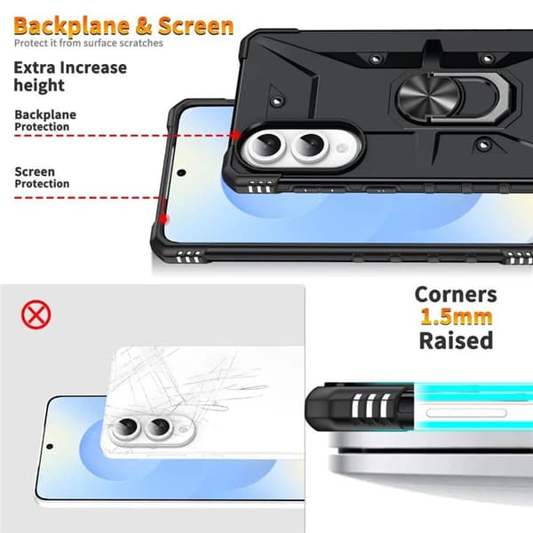 Hybrid Ring Case til Samsung Galaxy S25 Edge - Sort